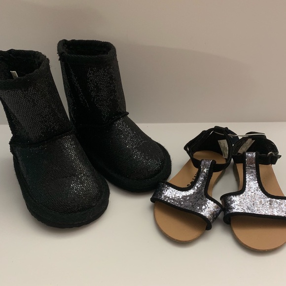 Old Navy Other - 2Pair Baby Sz 5 Ugg-like boots and Sparkle Sandals